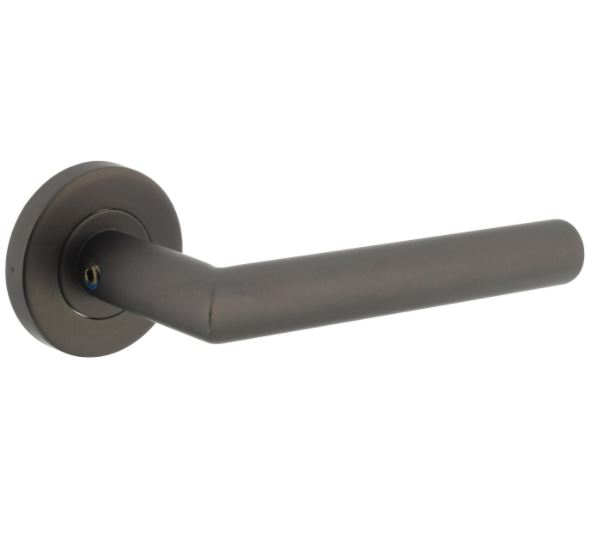 Deurkruk Hoek 90° op rozet ø53x8mm rvs antraciet grijs