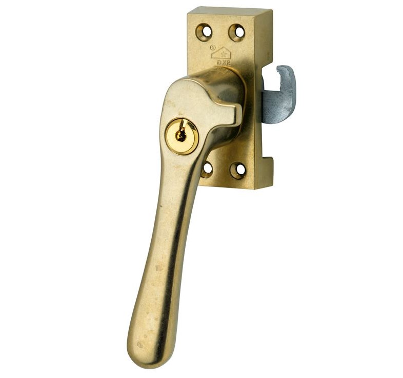 SKG Raamsluiting Met Sluitplaat Links Linea messing antiek