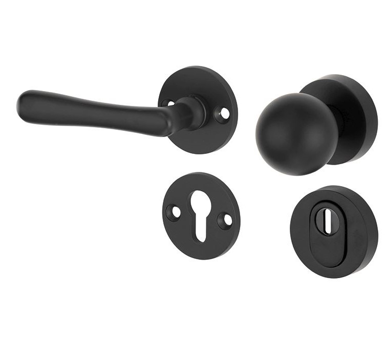 SKG3 knop/kruk op rozet Linea Links + kerntrekbeveiliging mat zwart