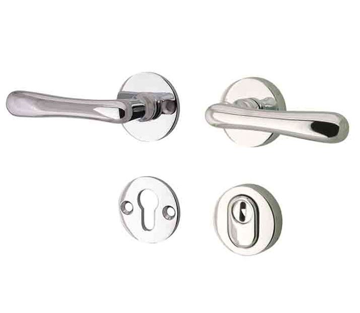 SKG3 kruk/kruk op rozet Linea Links + kerntrekbeveiliging glans nikkel/glans chroom