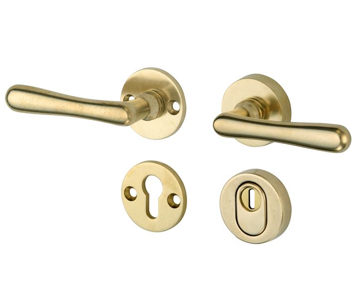 SKG3 kruk/kruk op rozet Linea Links + kerntrekbeveiliging messing antiek