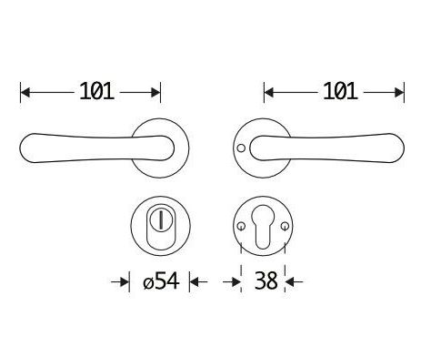 SKG3 kruk/kruk op rozet Linea Rechts + kerntrekbeveiliging messing antiek