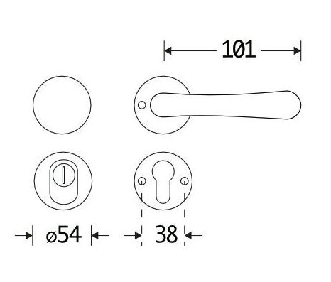 SKG3 knop/kruk op rozet Linea Links + kerntrekbeveiliging messing gelakt/messing PVD