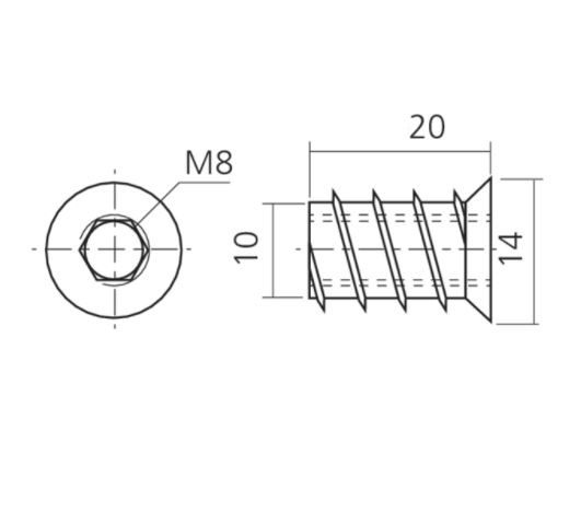 Rampamoer Verzinkt M8x20