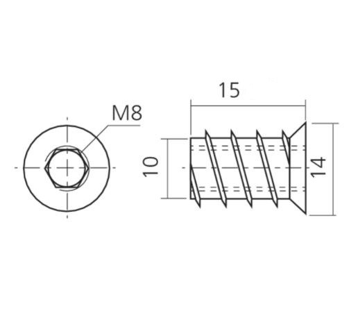 Rampamoer Verzinkt M8x15