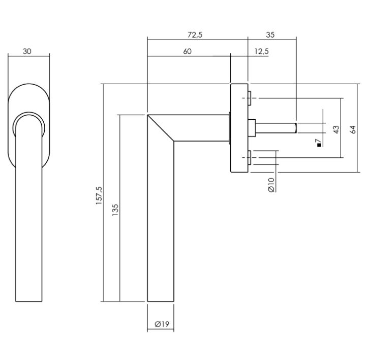 Intersteel raamkruk Jura op ovaal rozet zwart
