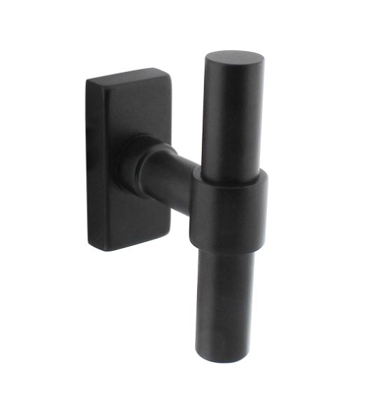 Intersteel raamkruk T-vorm Recht op rechthoekig rozet zwart