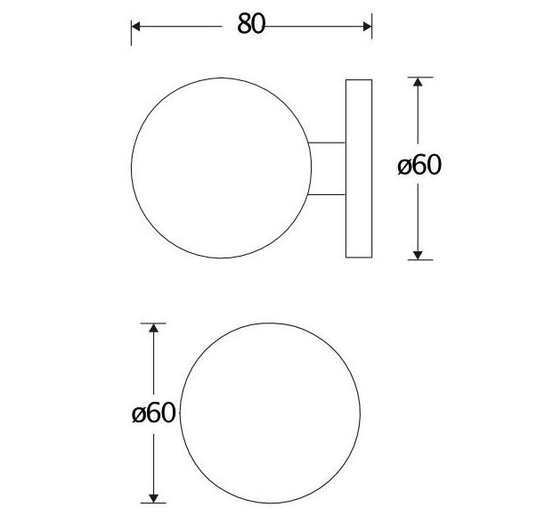 Voordeurknop Kogel 60mm mat zwart