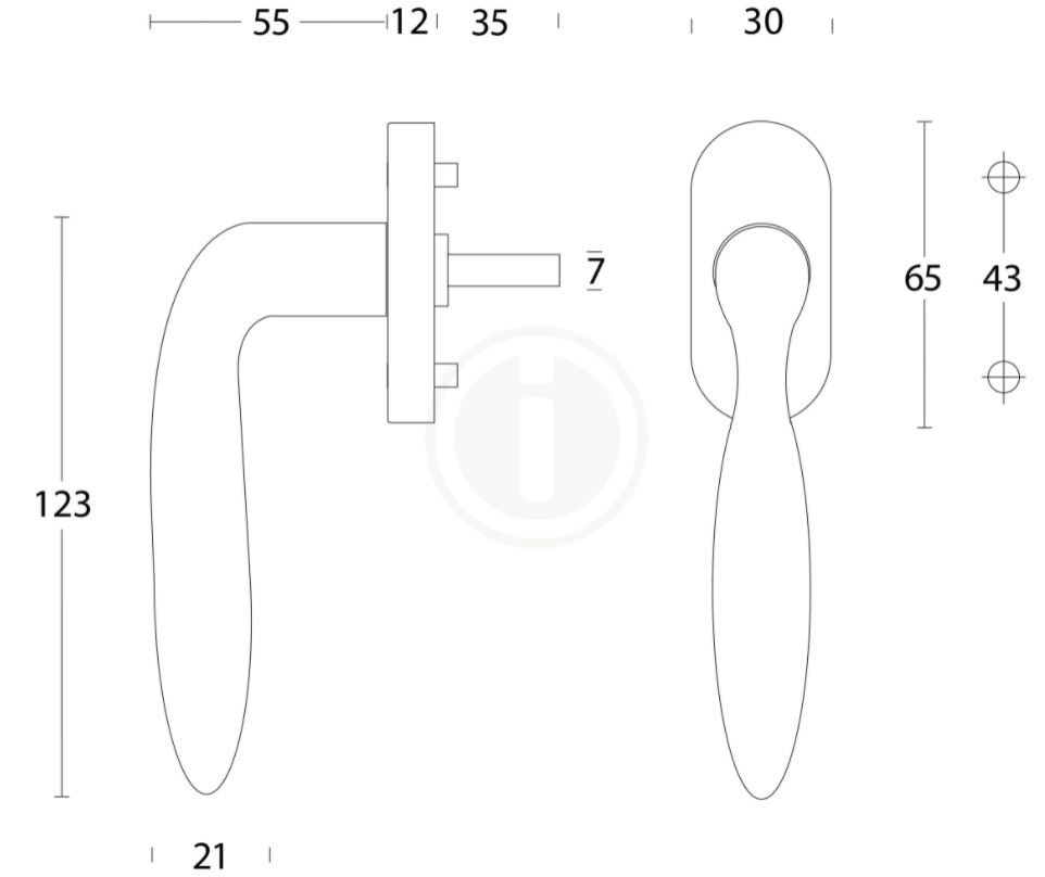 Intersteel raamkruk Jupiter op rozet rvs
