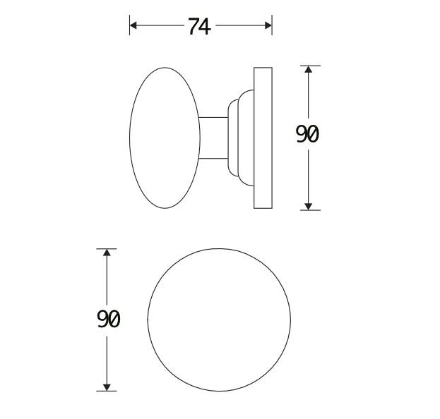 Voordeurknop Paddenstoel 90mm glans chroom