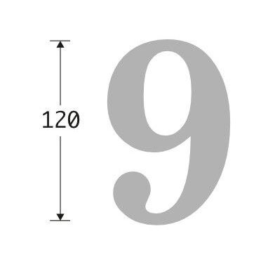 Huisnummer 9 Roman 120 mm Messing Antiek