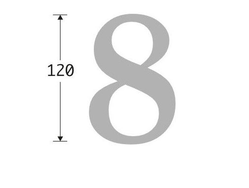 Huisnummer 8 Roman 120 mm Messing PVD