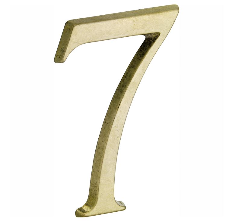 Huisnummer 7 Roman 120 mm Messing Antiek