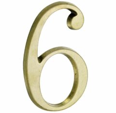 Huisnummer 6 Roman 120 mm Messing Antiek