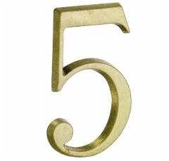 Huisnummer 5 Roman 120 mm Messing Antiek