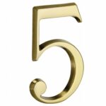 Huisnummer 5 Roman 120 mm Messing Ongelakt