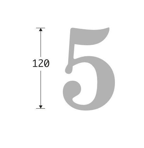 Huisnummer 5 Roman 120 mm Glans Chroom