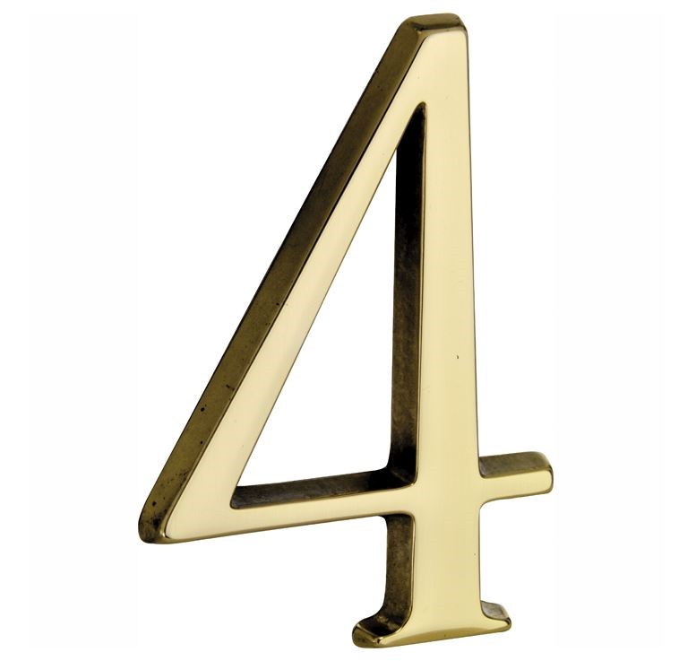 Huisnummer 4 Roman 120 mm Messing Ongelakt