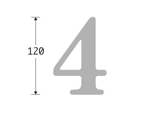 Huisnummer 4 Roman 120 mm Messing Antiek