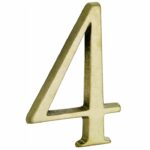 Huisnummer 4 Roman 120 mm Messing Antiek