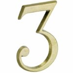 Huisnummer 3 Roman 120 mm Messing Antiek