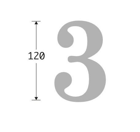 Huisnummer 3 Roman 120 mm Messing PVD