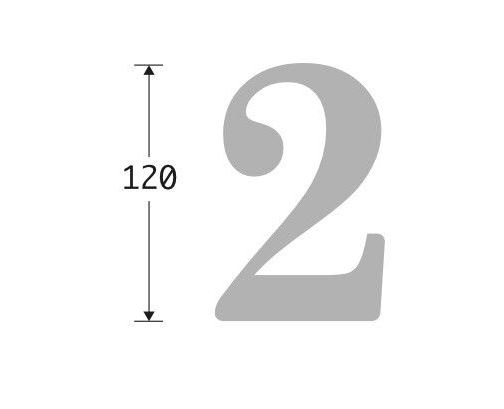 Huisnummer 2 Roman 120 mm Messing Ongelakt