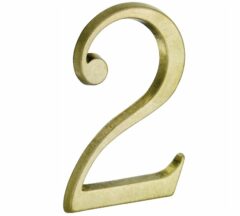 Huisnummer 2 Roman 120 mm Messing Antiek
