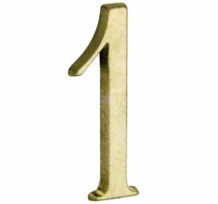 Huisnummer 1 Roman 120 mm Messing Antiek