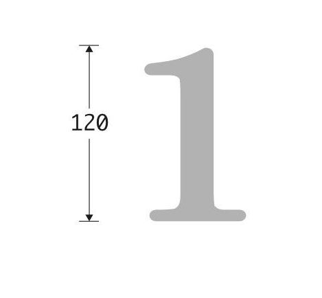 Huisnummer 1 Roman 120 mm Messing Antiek