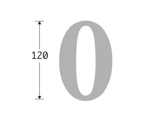 Huisnummer 0 Roman 120 mm Messing Ongelakt