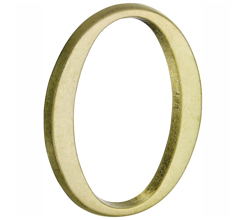 Huisnummer 0 Roman 120 mm Messing Antiek