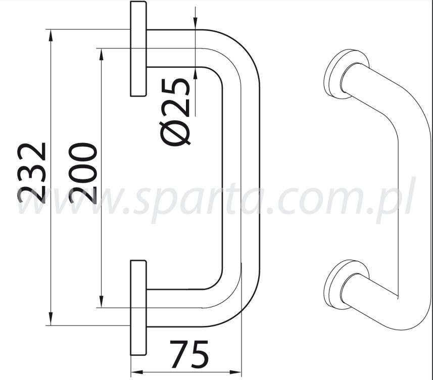 Deurgreep Rond 200 mm Mat RVS