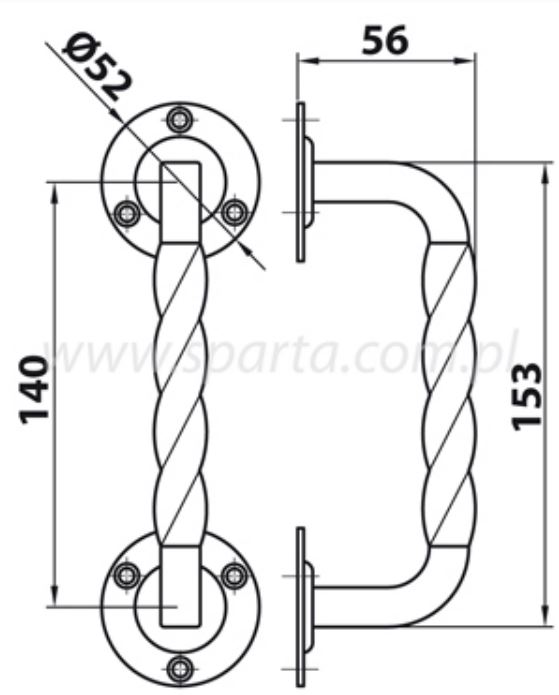 Deurgreep Gedraaid mat zwart ijzer 190 mm