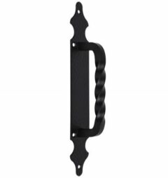 Deurgreep Gedraaid op achterplaat mat zwart ijzer 280 mm