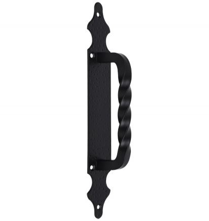 Deurgreep Gedraaid op achterplaat mat zwart ijzer 280 mm