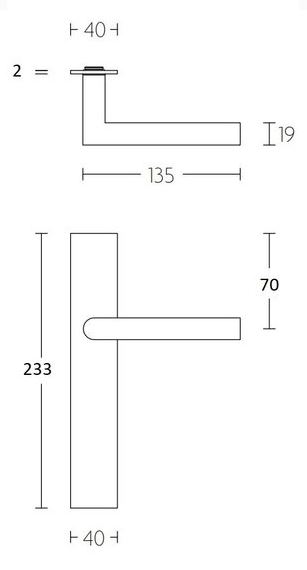 Deurkruk Sharon op schild rechthoekig SL56 PVD mat goud