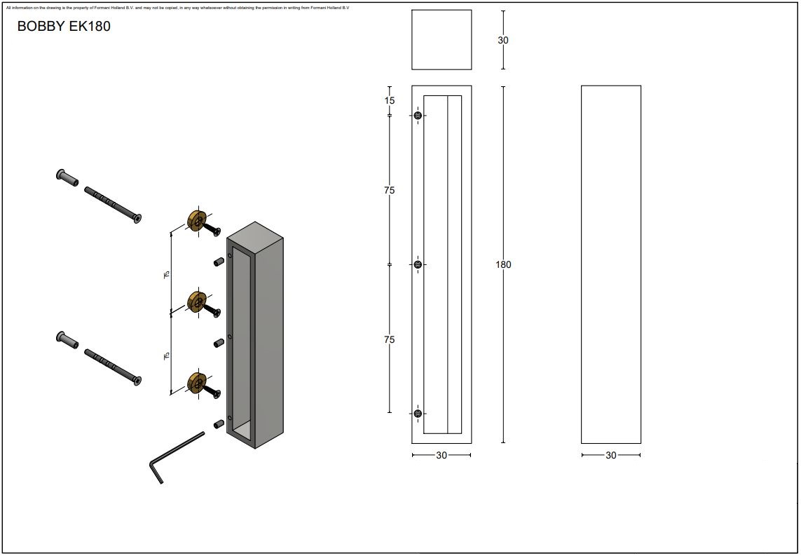 Schuifdeurkom BOBBY EK180 PVD Mat Zwart