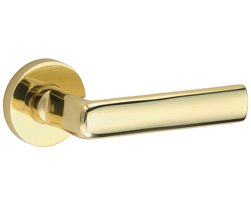 Deurkruk op geveerd rozet Padania/Vivo messing gelakt