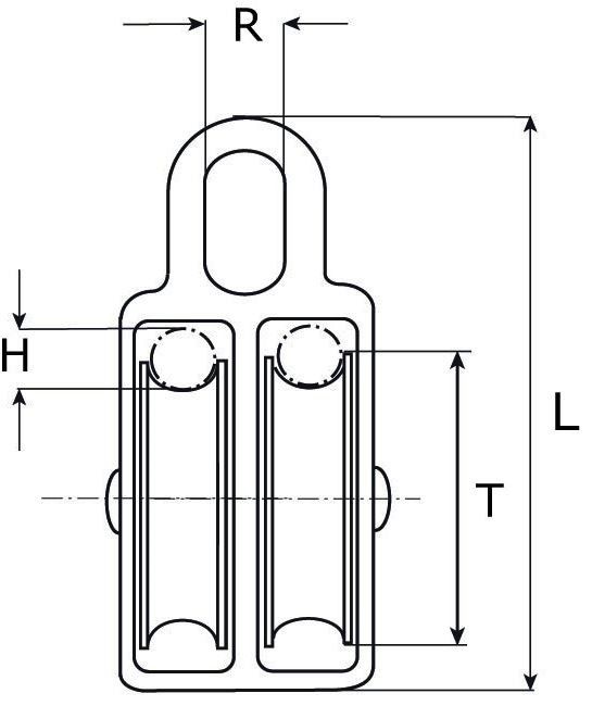 Katrol nylon wiel duplex 12x50 mm verzinkt