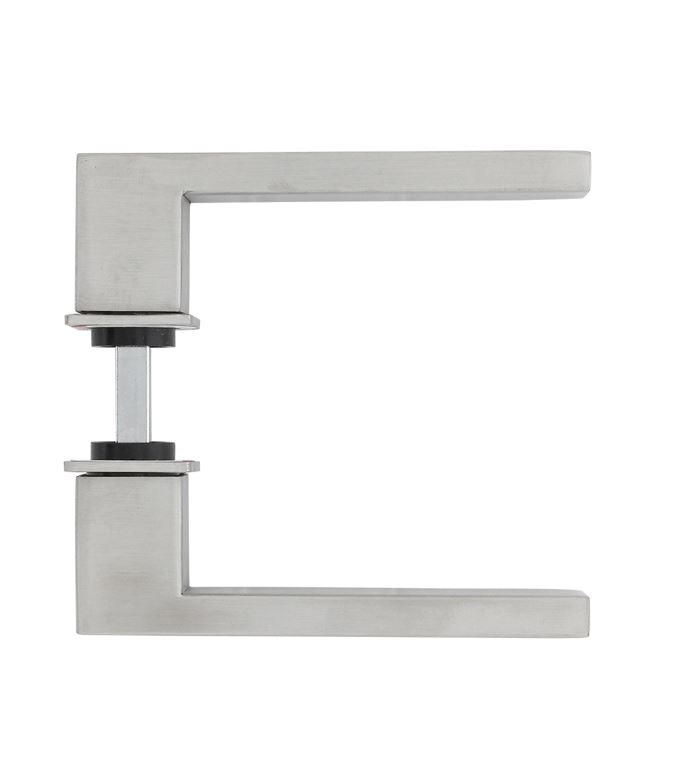 Deurkruk Amsterdam met platte vierkante rozetten zelfklevend 30x30mm RVS