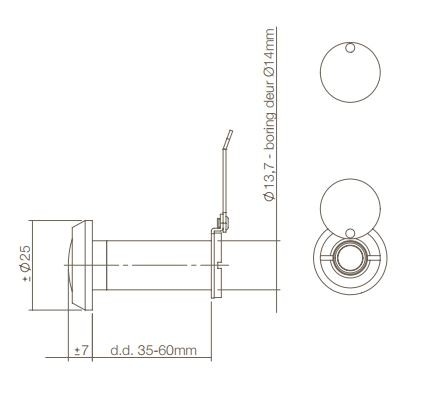 Deurspion 180° zwart