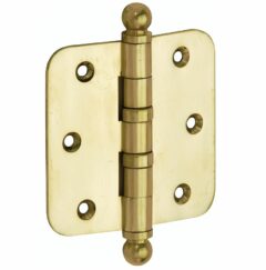 Kogellagerscharnier 89x89 ronde hoek bol messing gelakt