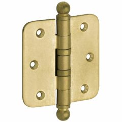 Kogellagerscharnier 89x89 ronde hoek bol messing antiek