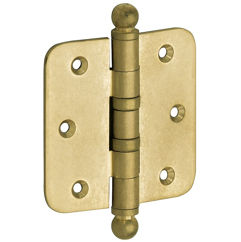 Kogellagerscharnier 89x89 ronde hoek bol messing antiek