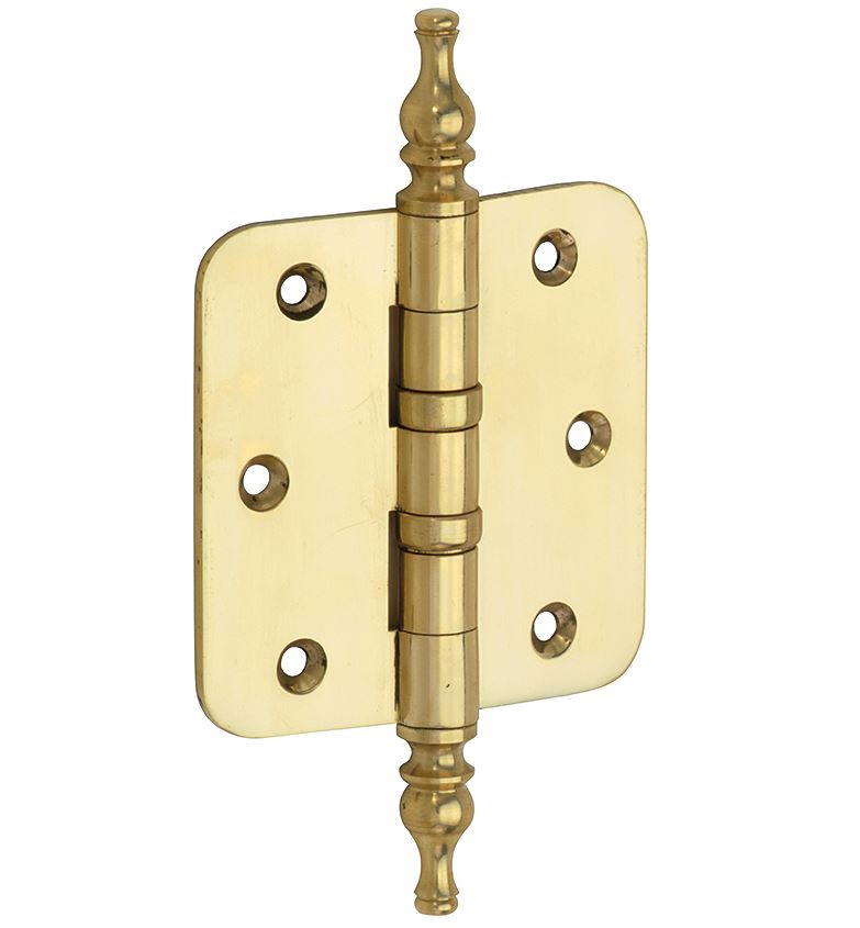 Kogellagerscharnier 76x76 ronde hoek vaas messing ongelakt