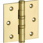 Kogellagerscharnier 89x89 rechte hoek vlak messing ongelakt