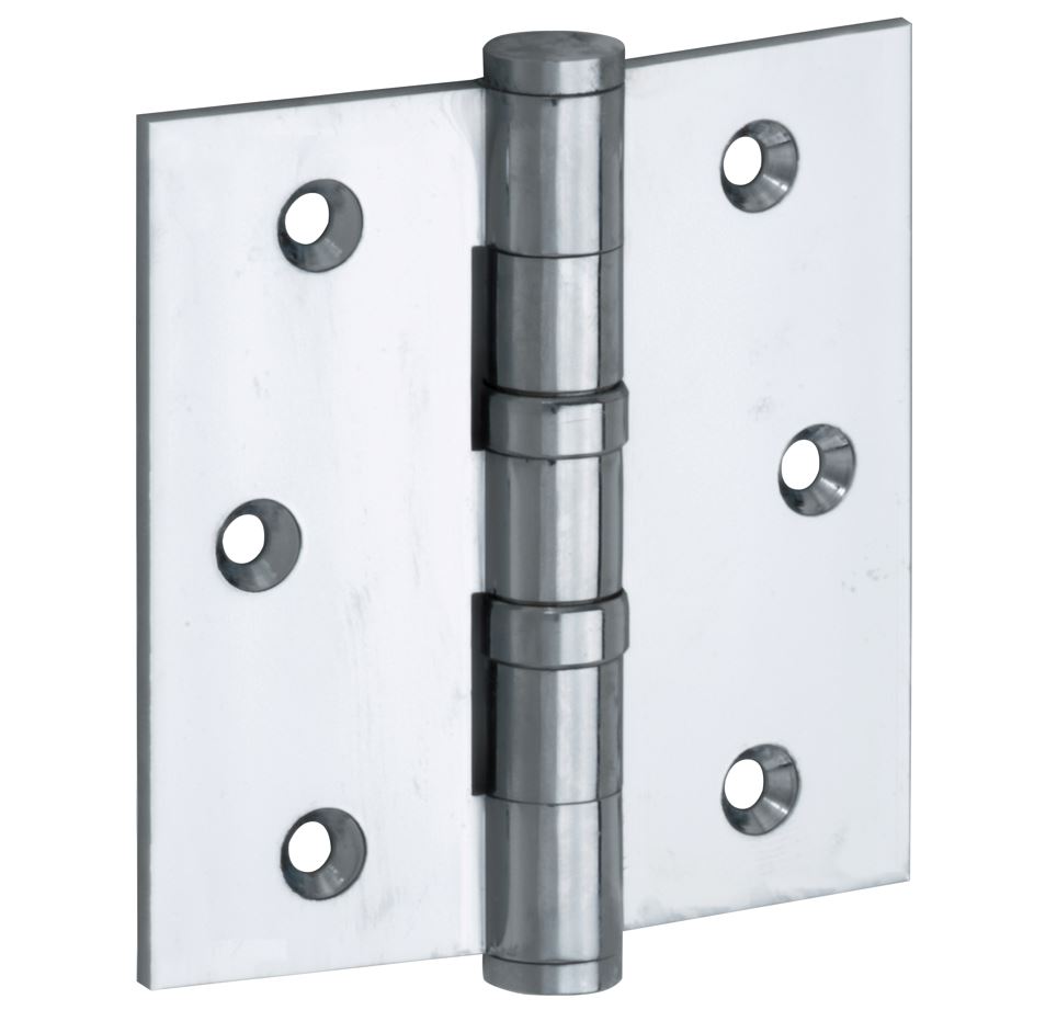 Kogellagerscharnier 76x76 rechte hoek vlak glans chroom