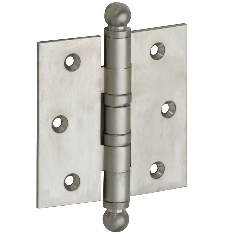 Kogellagerscharnier 76x76 rechte hoek bol mat nikkel ongelakt