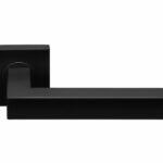 Deurkruk Basis Vierkant op geveerd rozet Mat Zwart